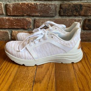 White and rose gold sneakers